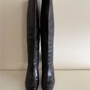 Manolo Blahnik Black Over-the-Knee Leather Boots